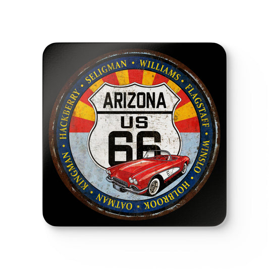 Vintage Route 66 Arizona Corkwood Coaster Set