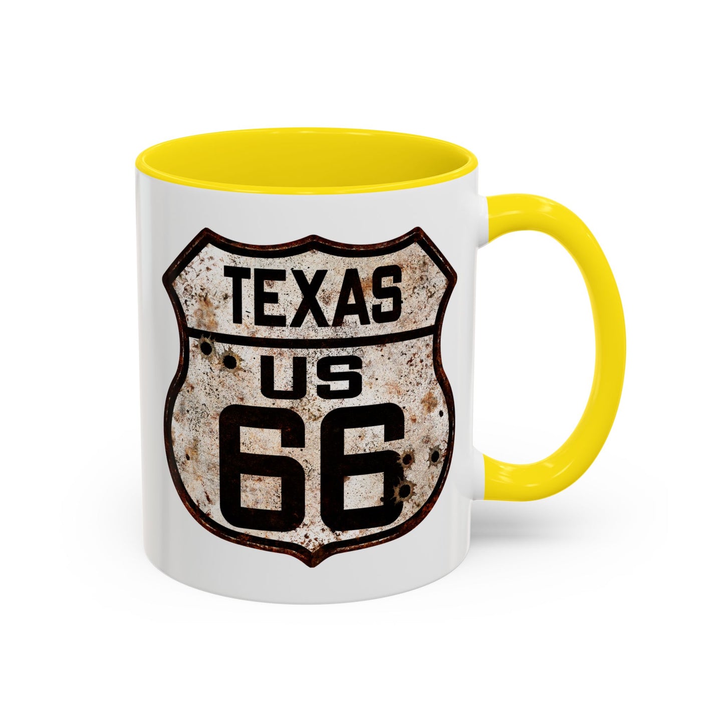 Mug Vintage Rusty Route 66 Highway Shield Texas Route 66 Gift 11oz, 15oz