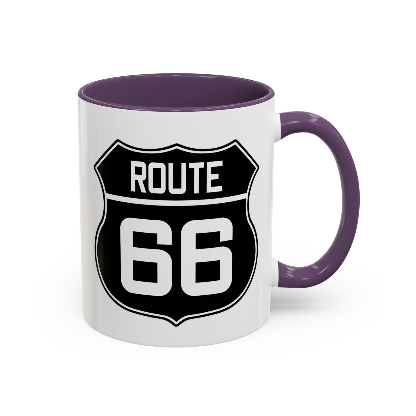 Coffee Mug Black and White Route 66 Highway Shield Design