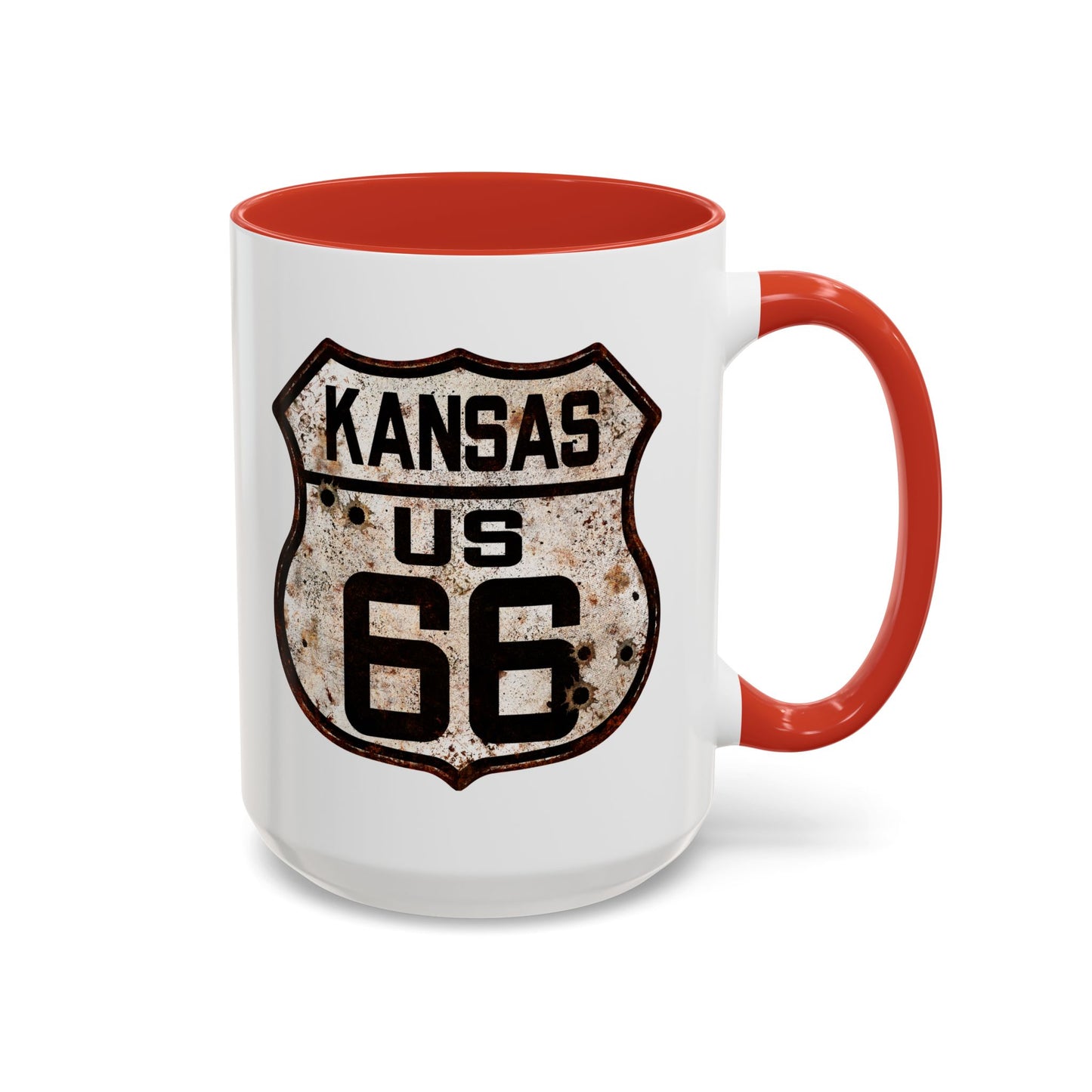 Mug Vintage Rusty Route 66 Highway Shield Kansas Route 66 Gift 11oz, 15oz