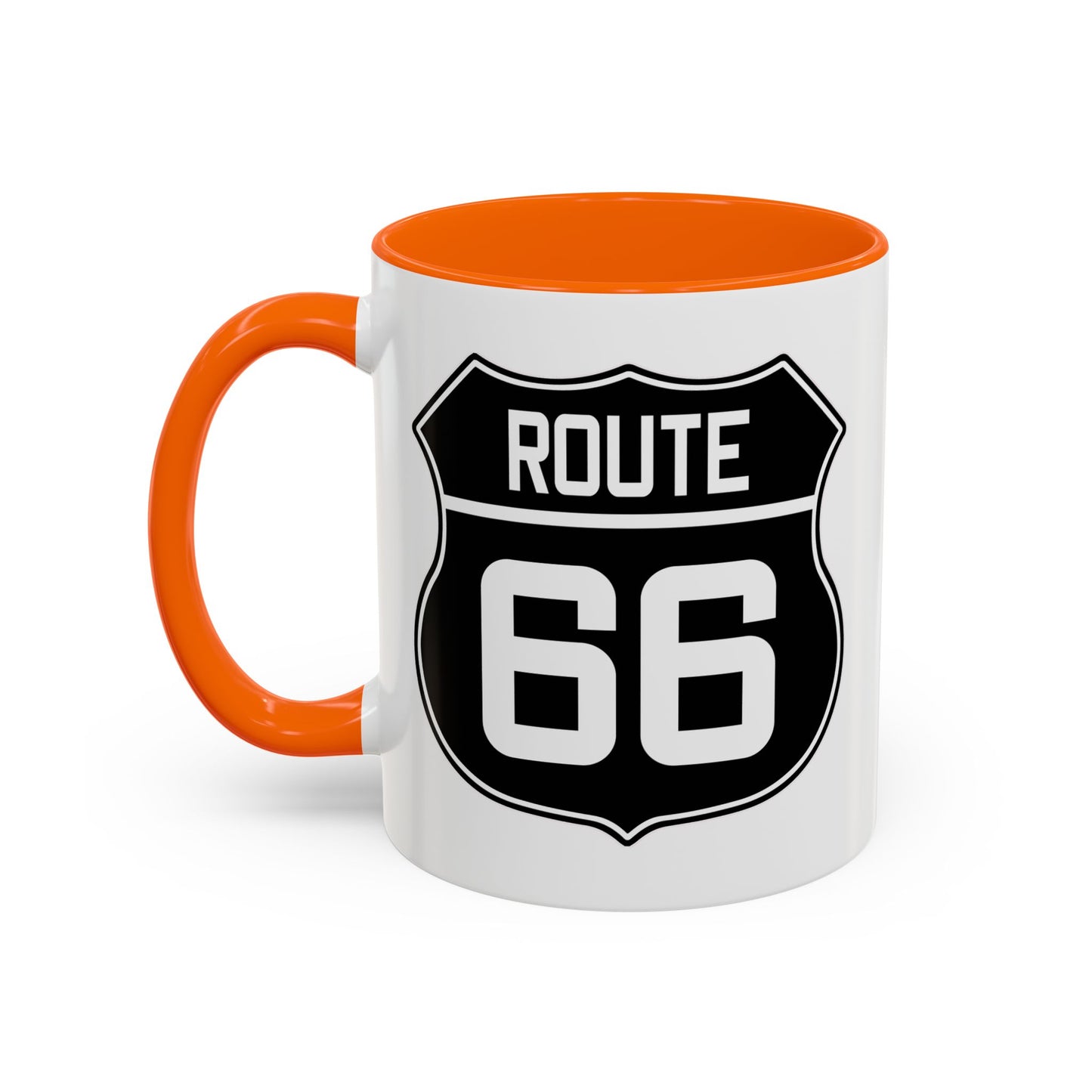 Coffee Mug Black and White Route 66 Highway Shield Design