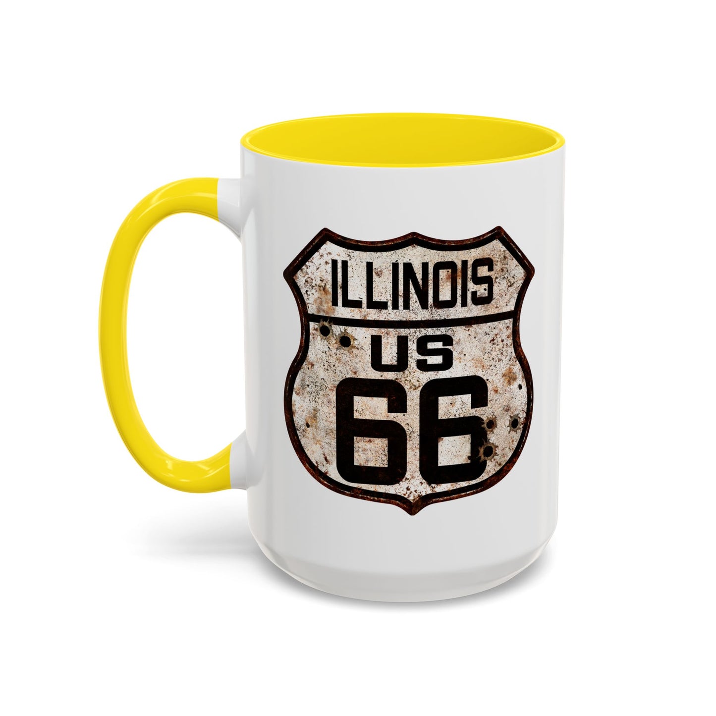 Mug Vintage Rusty Route 66 Highway Shield Illinois Route 66 Gift 11oz, 15oz