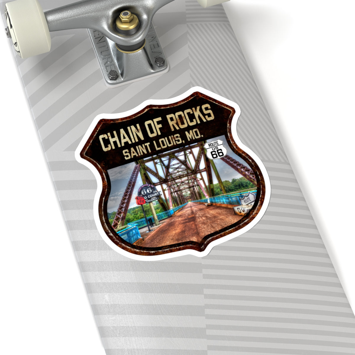 Sticker Chain of Rocks Bridge Route 66 Shield Illinois Kiss-Cut Stickers