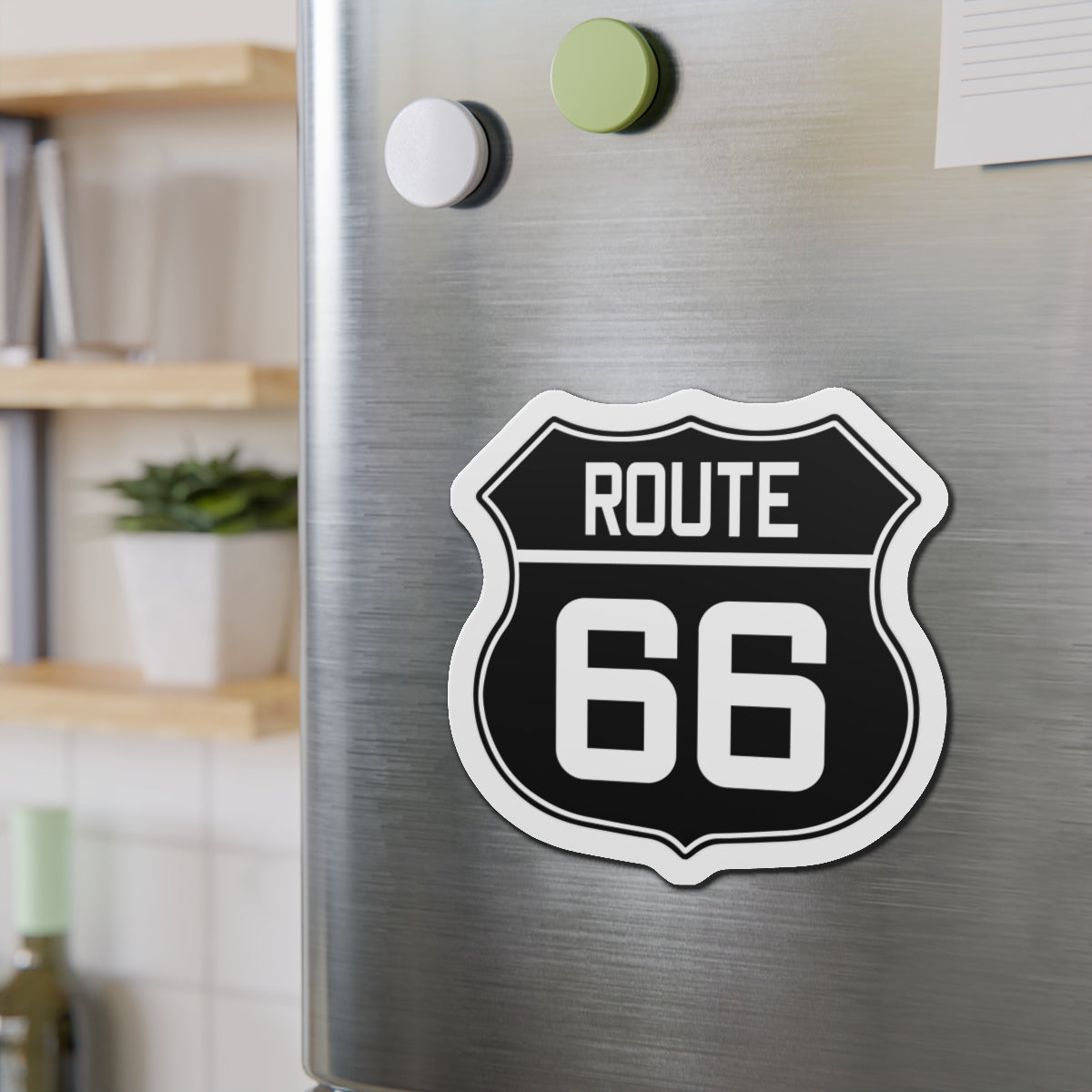 Die-Cut Magnet - Black and White Route 66 Shield