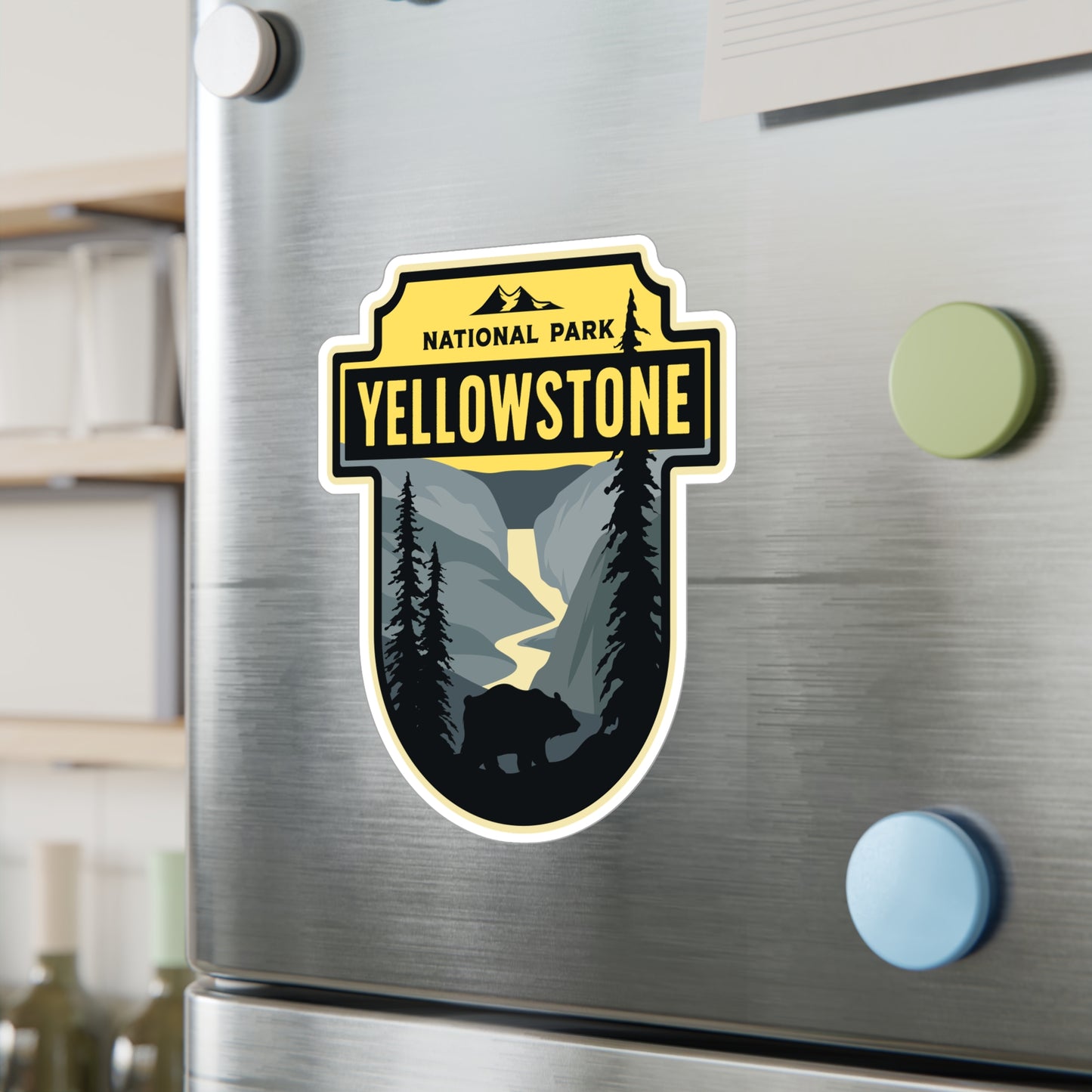 Sticker Yellowstone National Park, Wyoming, Bison, Waterproof, 4 sizes, National Park Stickers, Travel Stickers, Laptop Decal, Vinyl Sticker, Vinyl Decal