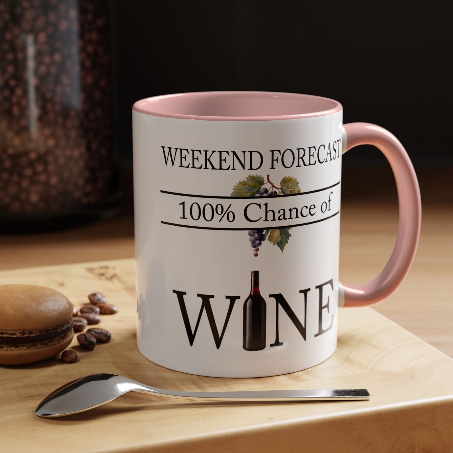 Copy of Funny Wine Lover Mug, 100% Chance of Wine in the Forecast, Gift for Wine Enthusiast Accent Coffee Mug (11, 15oz) A0012