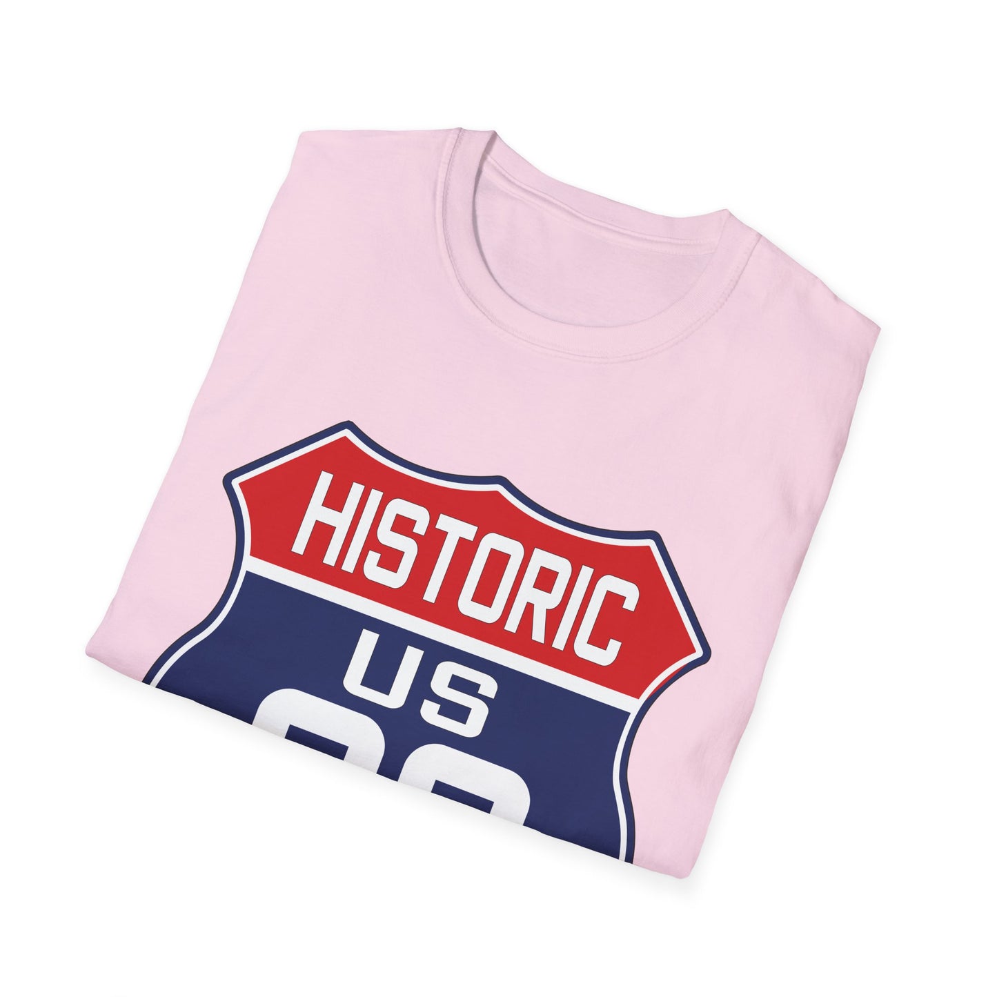 Patriotic Route 66 Tee in Red, White and Blue Unisex Softstyle T-Shirt