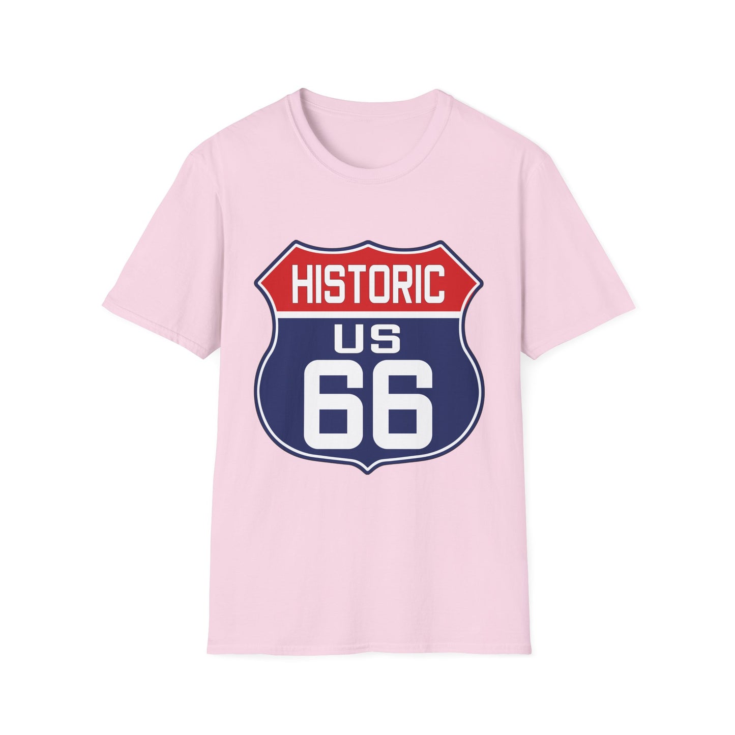 Patriotic Route 66 Tee in Red, White and Blue Unisex Softstyle T-Shirt