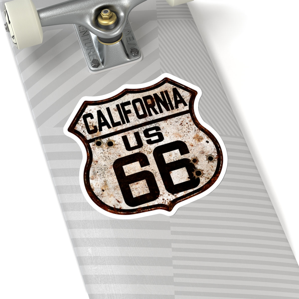 Sticker Vintage California Route 66 Shield with Bullet Holes Kiss-Cut Stickers