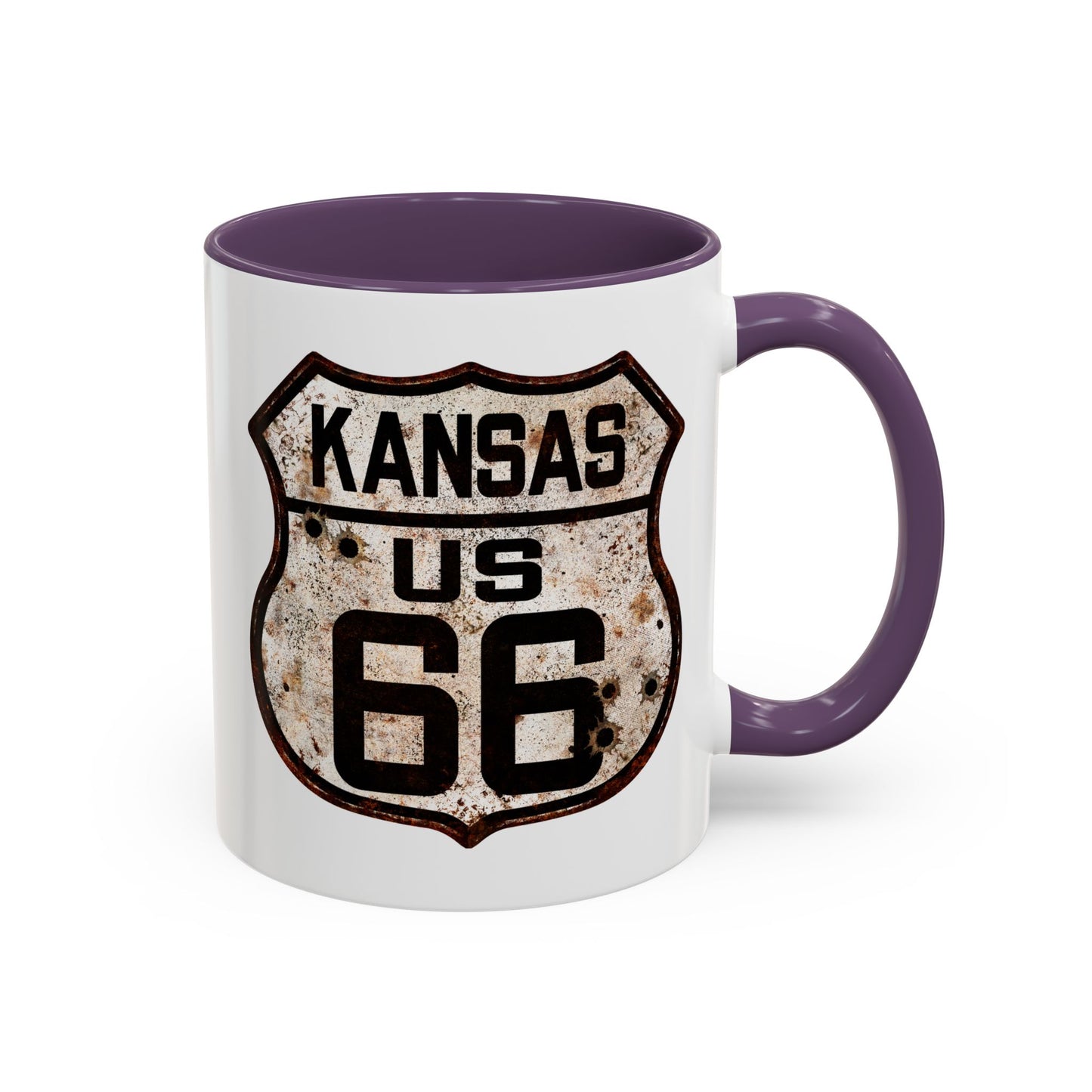 Mug Vintage Rusty Route 66 Highway Shield Kansas Route 66 Gift 11oz, 15oz