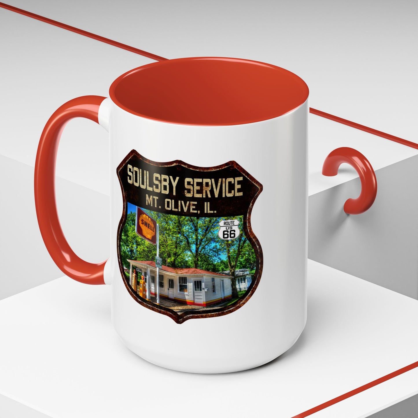 Mug Soulsby Service Station Route 66 Shield Illinois 11oz