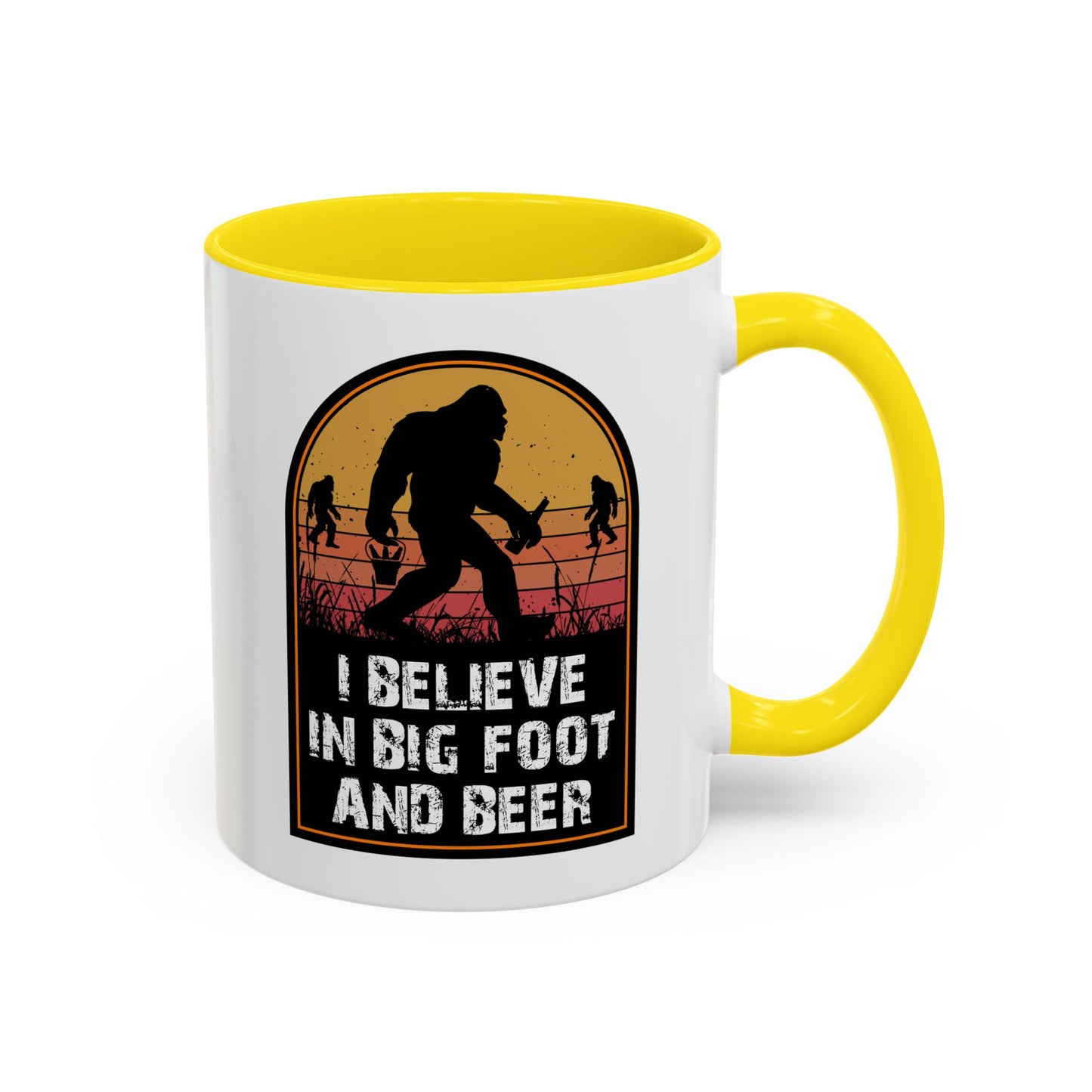 Big Foot and Beer Sticker - Sasquatch Decal - Funny Yeti Gift Accent Coffee Mug (11, 15oz)