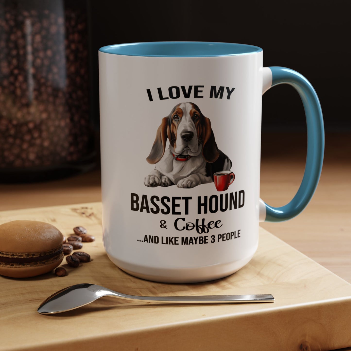 Basset Hound Lover Mug, Basset Hound Lover Gift, Coffee Mug, Basset Hound Mug, Basset Hound Gift, Basset Hound Owner, Coffee Cup A0023-005 Accent Coffee Mug (11, 15oz)