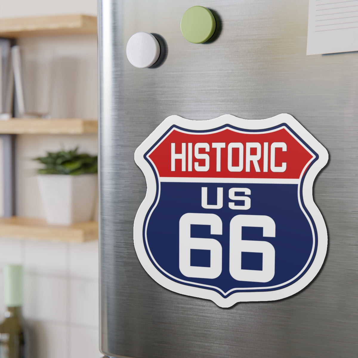 Red White and Blue Route 66 Shield Die-Cut Magnets