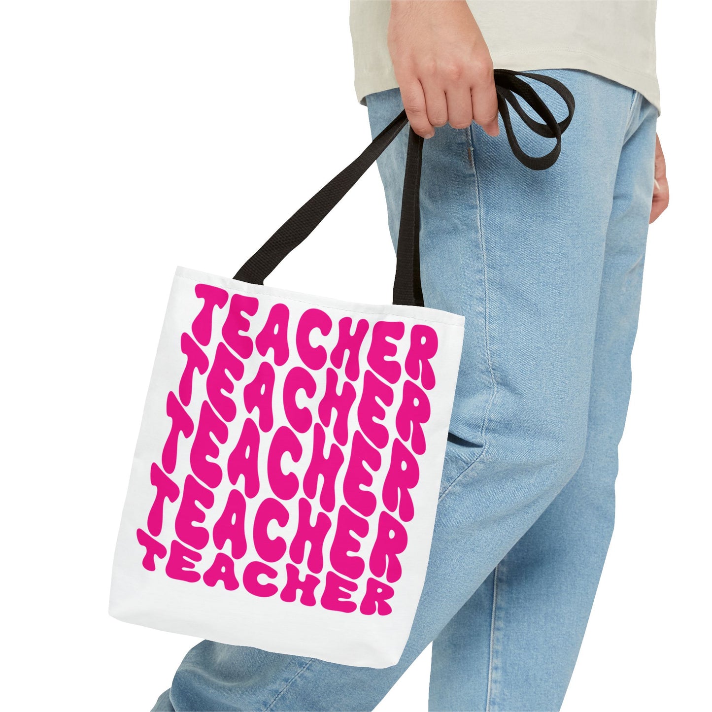 Tote Bag - Teacher Appreciation Gift, Colorful Big Letter Bag, Bold Wavy Design, Text Tote, School Teacher Present, Rainbow Tote Bag