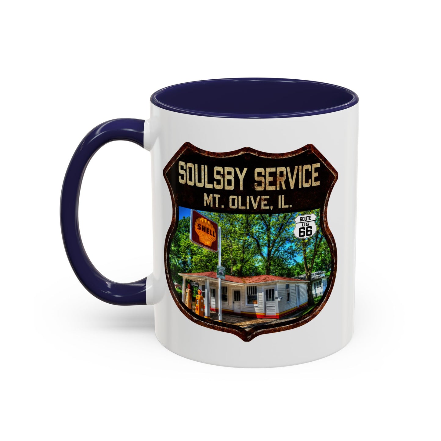 Mug Soulsby Service Station Route 66 Shield Illinois 11oz