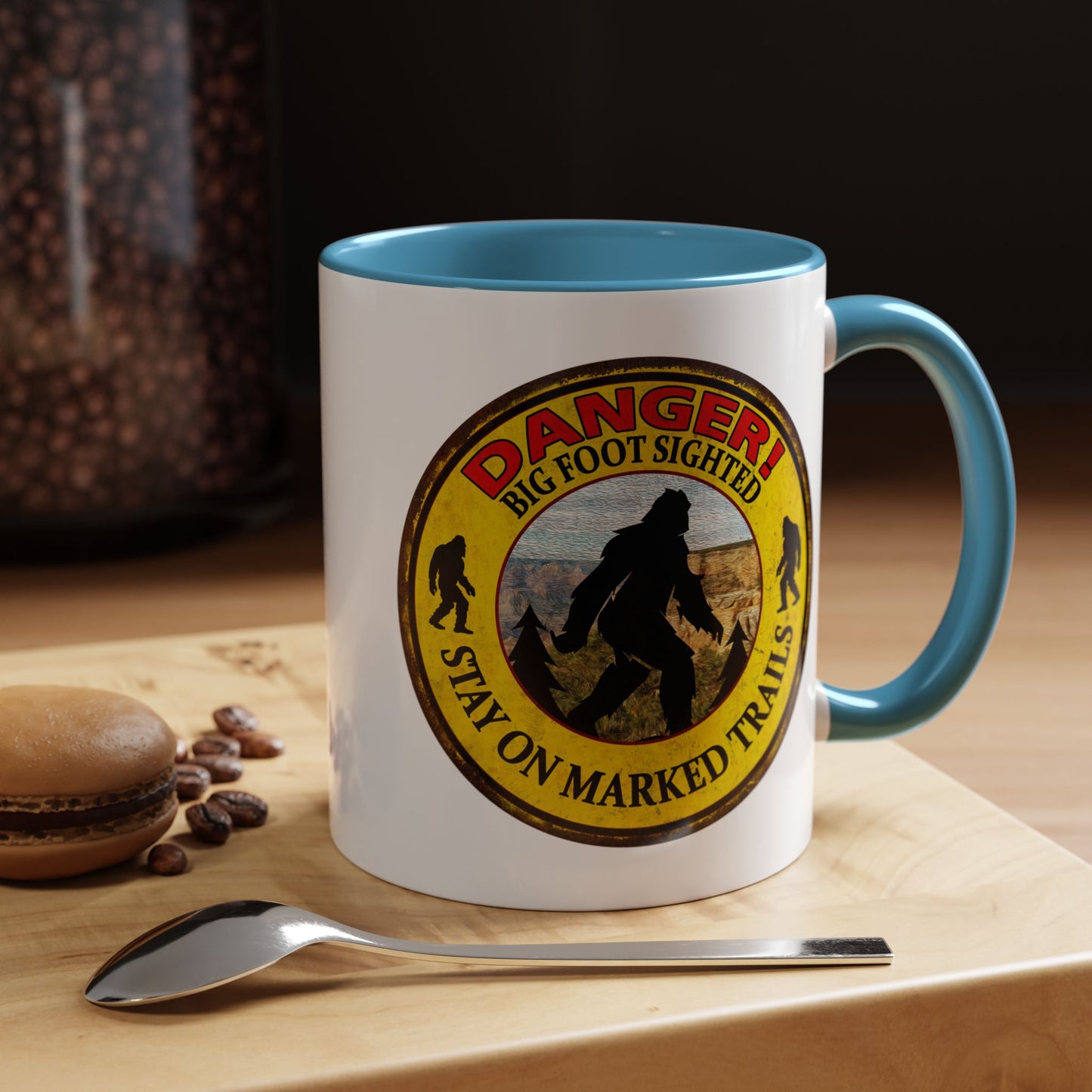 Big Foot Mug Danger Big Foot Sighted - Funny Yeti Gift Accent Coffee Mug (11, 15oz)