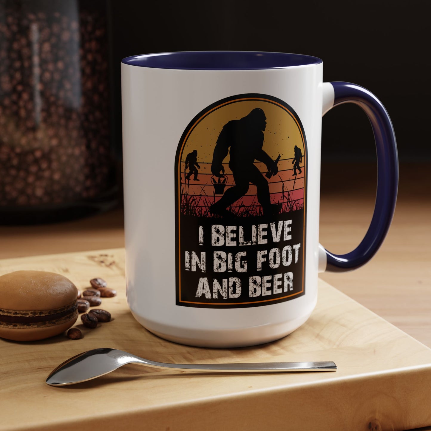 Big Foot and Beer Sticker - Sasquatch Decal - Funny Yeti Gift Accent Coffee Mug (11, 15oz)