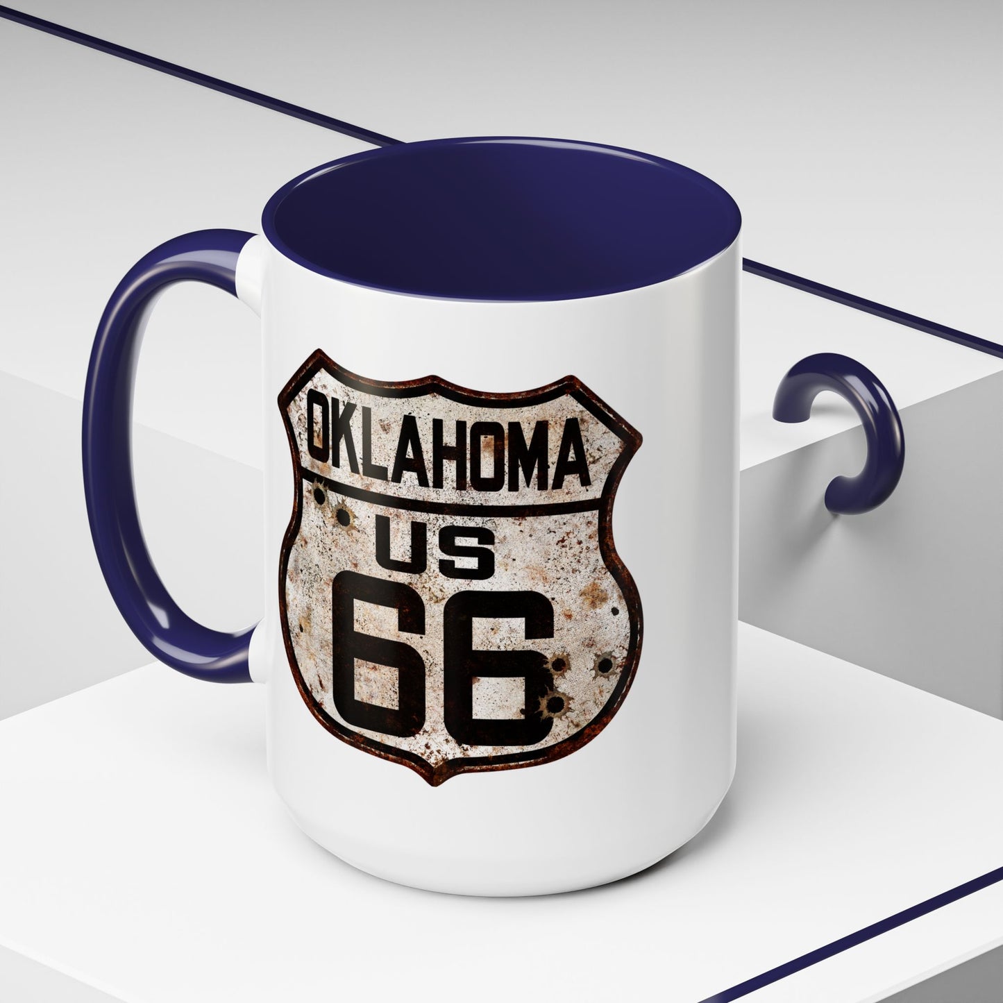 Mug Vintage Rusty Route 66 Highway Shield Oklahoma Route 66 Gift 11oz, 15oz