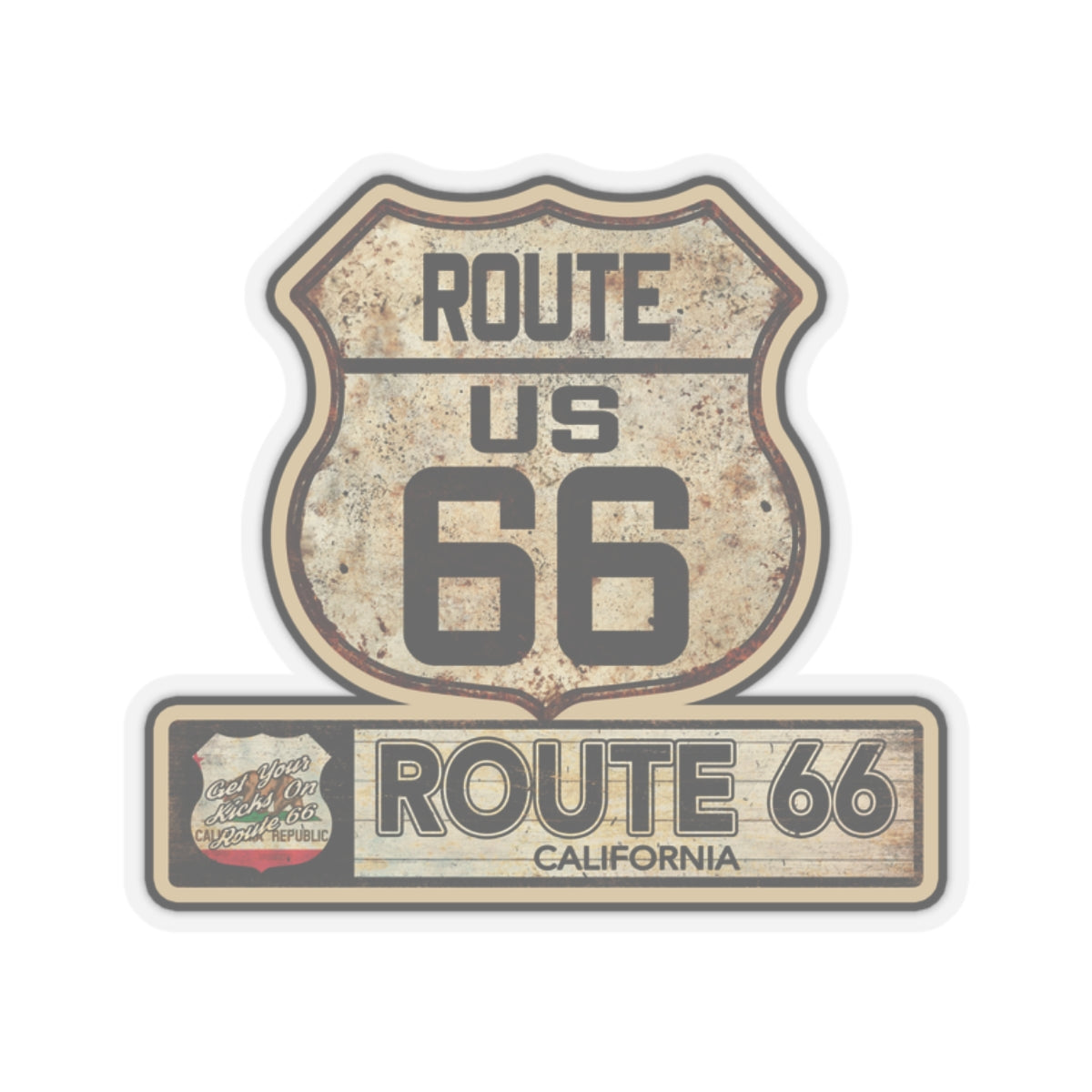 Vintage California Route 66 Shield Sticker - Travel Souvenir Kiss-Cut Stickers