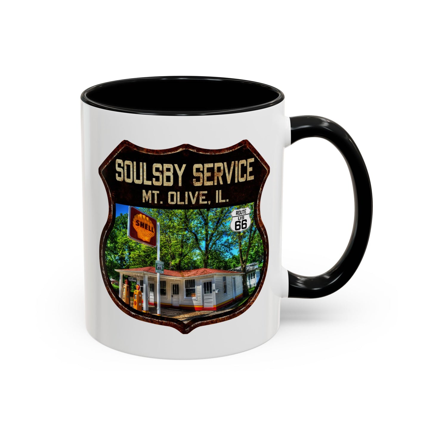 Mug Soulsby Service Station Route 66 Shield Illinois 11oz