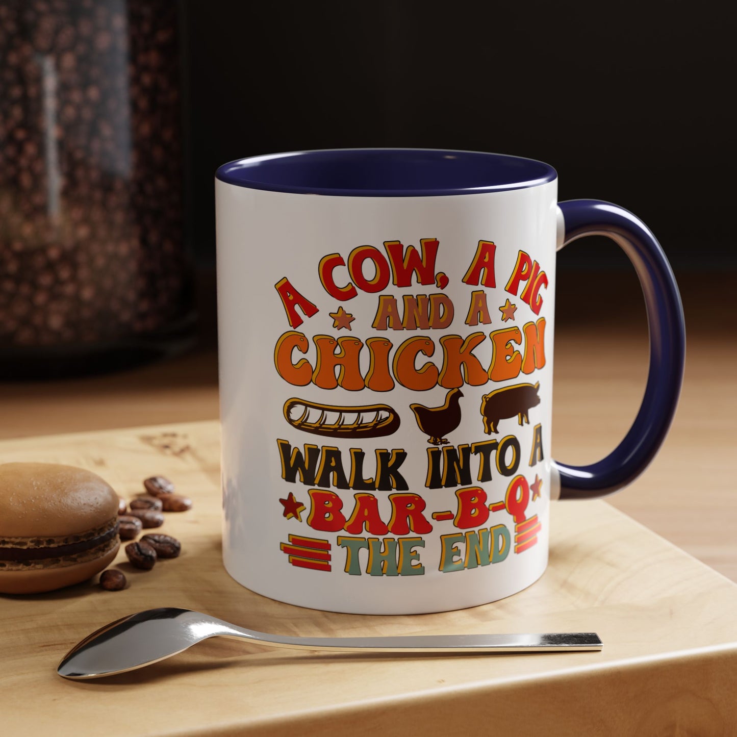 Funny BBQ Grilling Coffee Mug, Pig Cow Duck, Novelty Tea Cup, Barbecue Lover Gift, Kitchen Decor