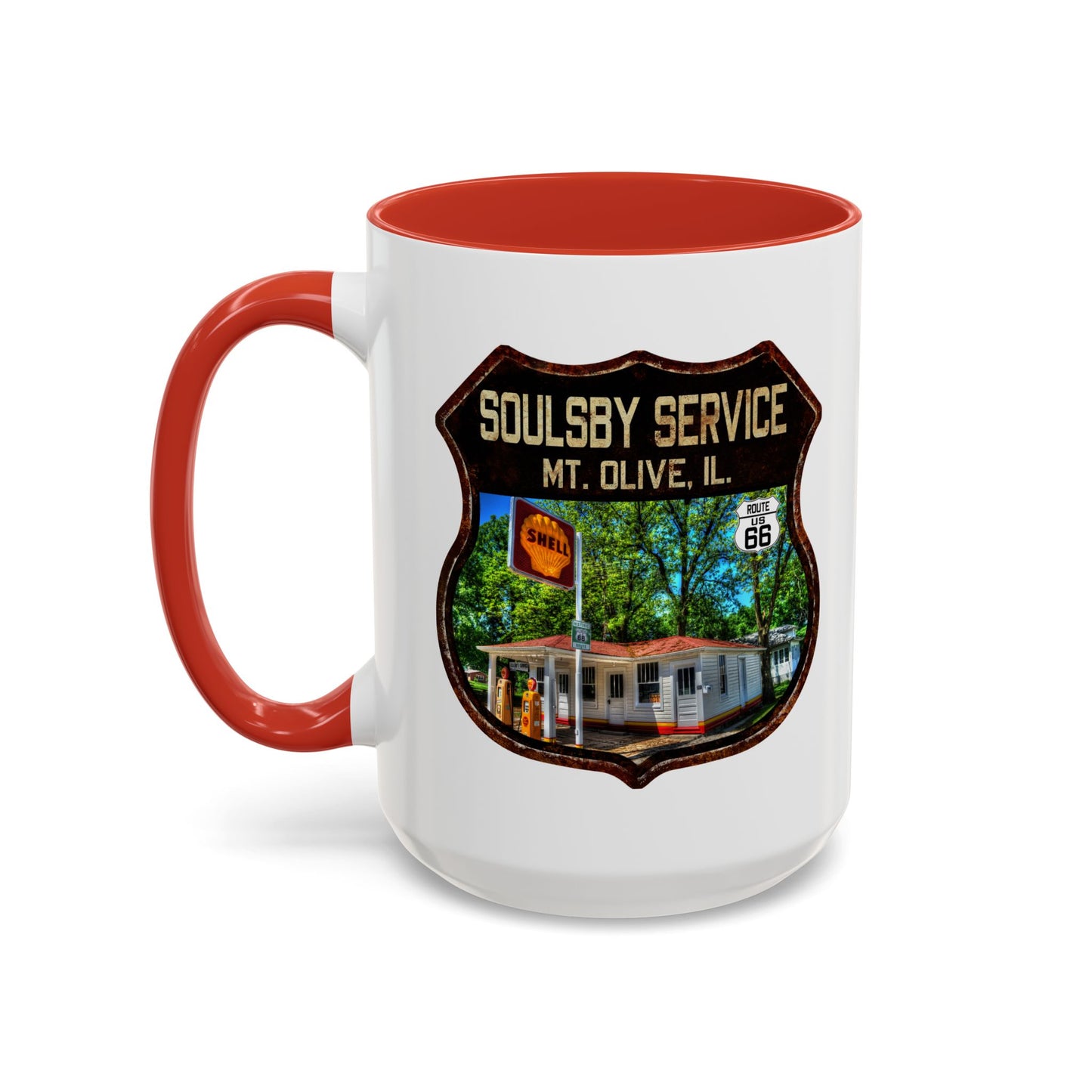 Mug Soulsby Service Station Route 66 Shield Illinois 11oz