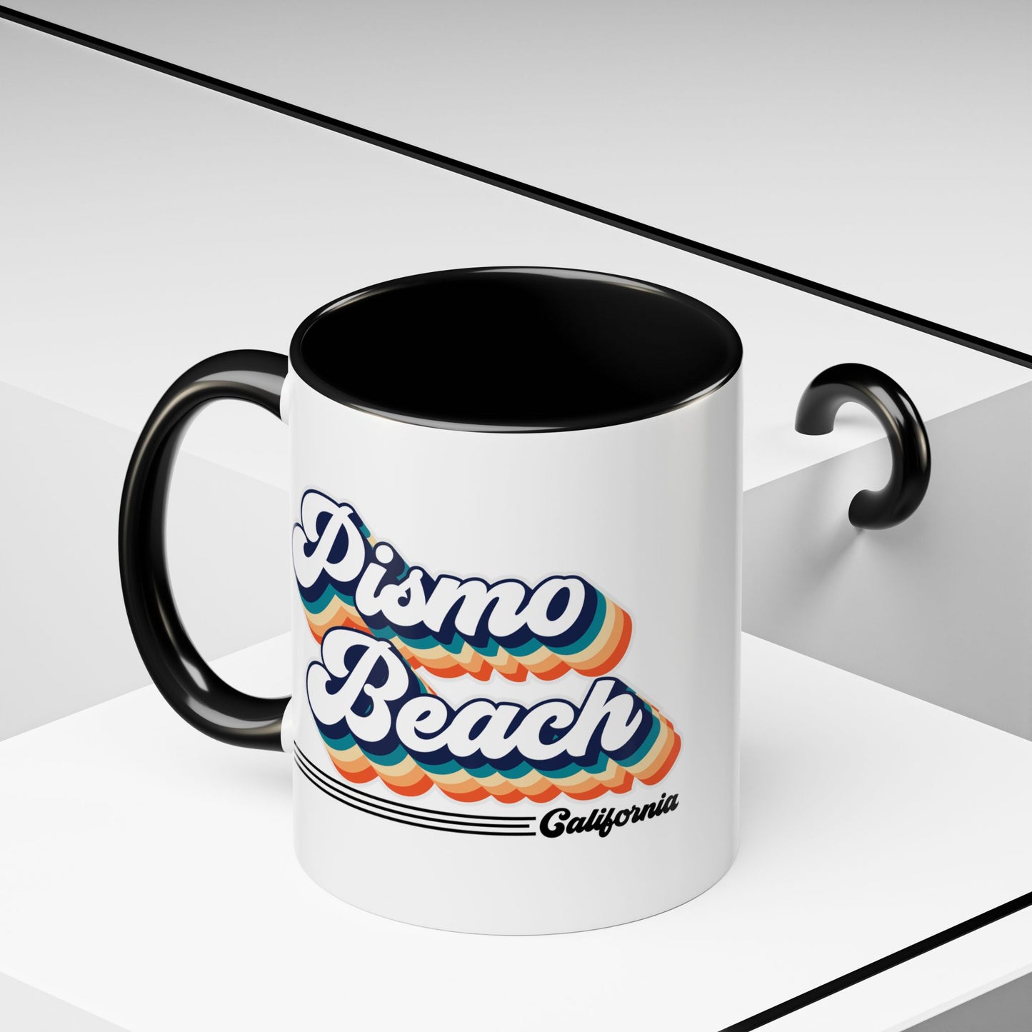 Coffee Mug, Pismo Beach Retro 80s Vibe Big Text, Tea Cup, Hot Chocolate Mug, Unique Gift for Beach Lovers, Birthday Gift for Coffee