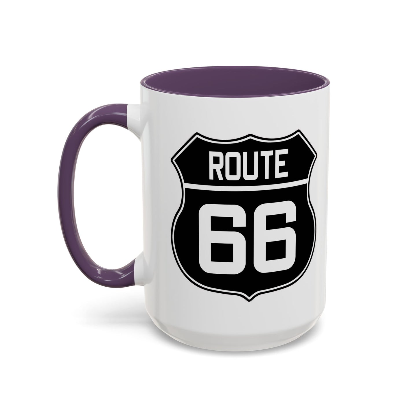 Coffee Mug Black and White Route 66 Highway Shield Design