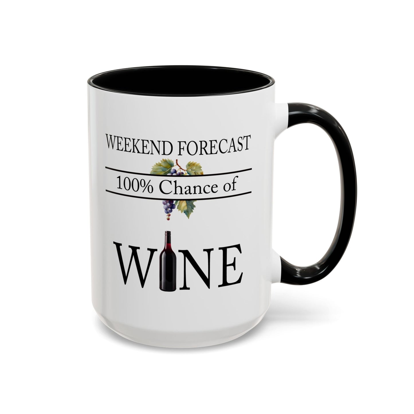 Copy of Funny Wine Lover Mug, 100% Chance of Wine in the Forecast, Gift for Wine Enthusiast Accent Coffee Mug (11, 15oz) A0012