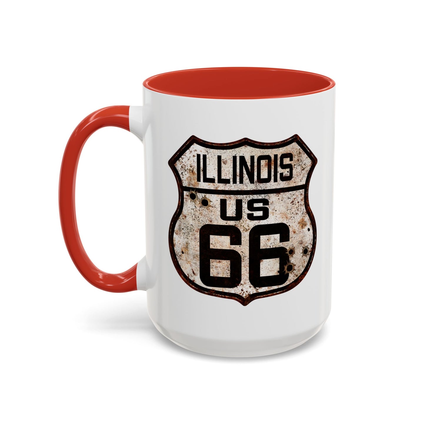 Mug Vintage Rusty Route 66 Highway Shield Illinois Route 66 Gift 11oz, 15oz