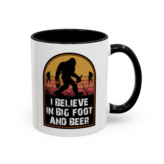 Big Foot and Beer Sticker - Sasquatch Decal - Funny Yeti Gift Accent Coffee Mug (11, 15oz)