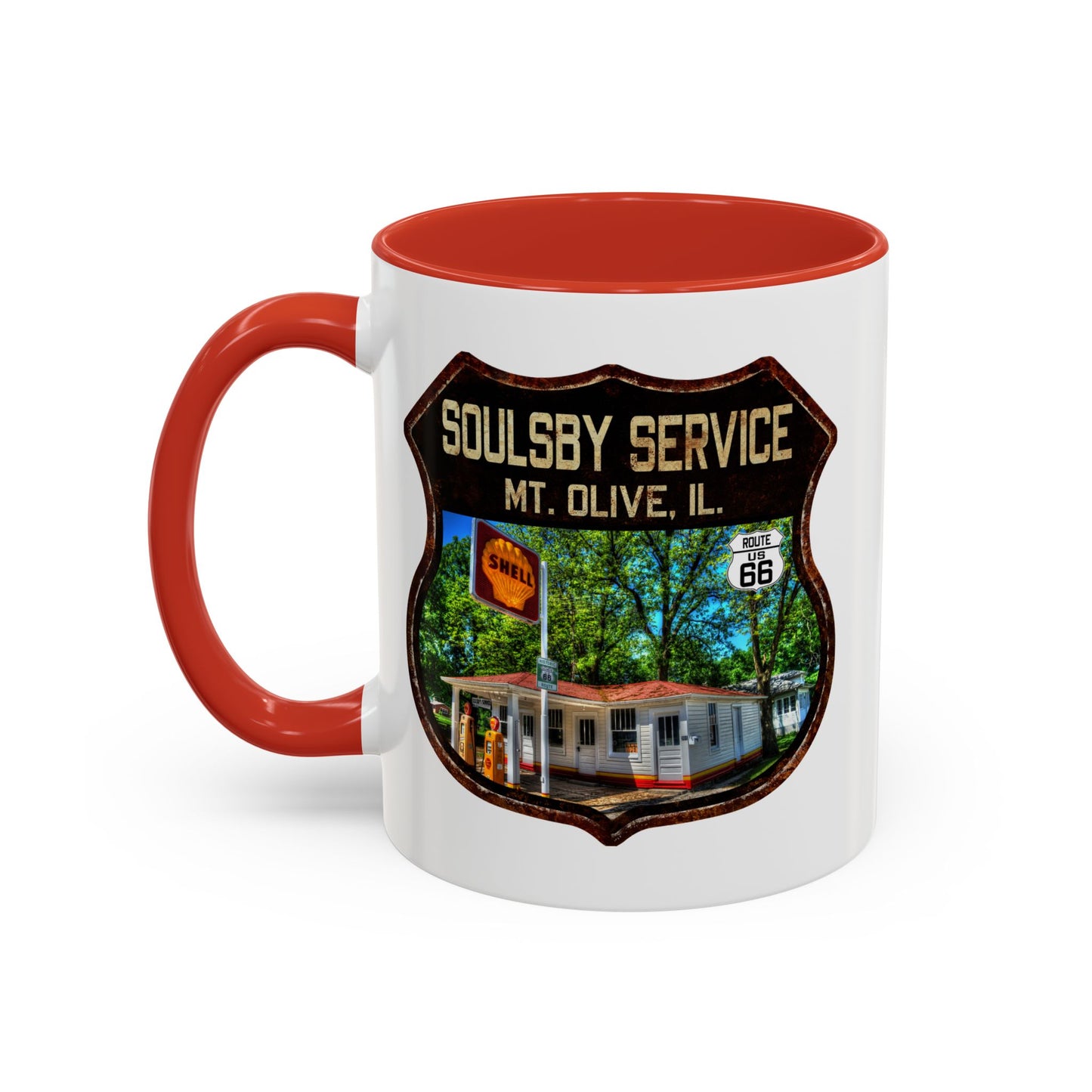 Mug Soulsby Service Station Route 66 Shield Illinois 11oz