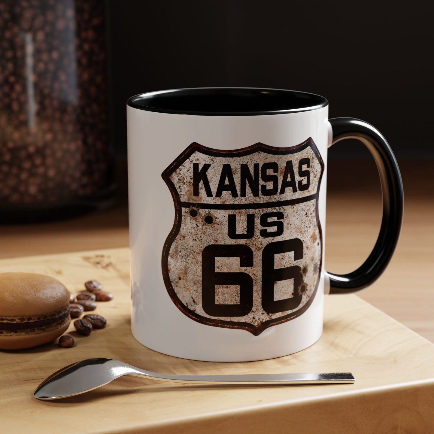 Mug Vintage Rusty Route 66 Highway Shield Kansas Route 66 Gift 11oz, 15oz