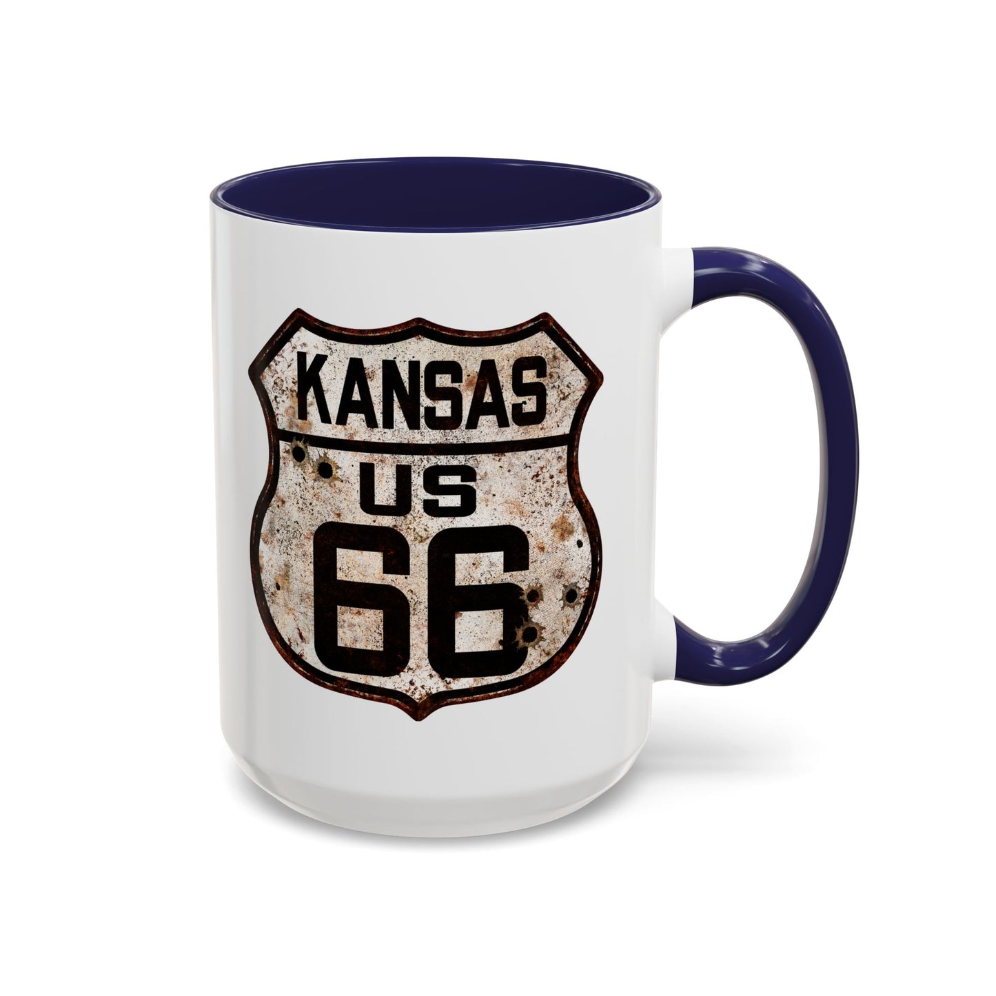 Mug Vintage Rusty Route 66 Highway Shield Kansas Route 66 Gift 11oz, 15oz