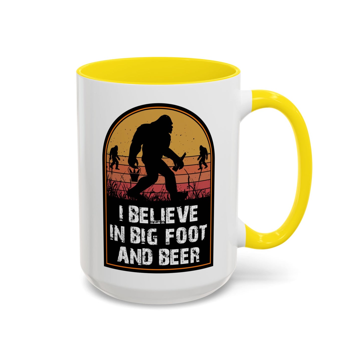 Big Foot and Beer Sticker - Sasquatch Decal - Funny Yeti Gift Accent Coffee Mug (11, 15oz)