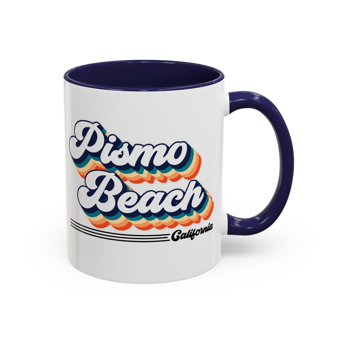 Coffee Mug, Pismo Beach Retro 80s Vibe Big Text, Tea Cup, Hot Chocolate Mug, Unique Gift for Beach Lovers, Birthday Gift for Coffee