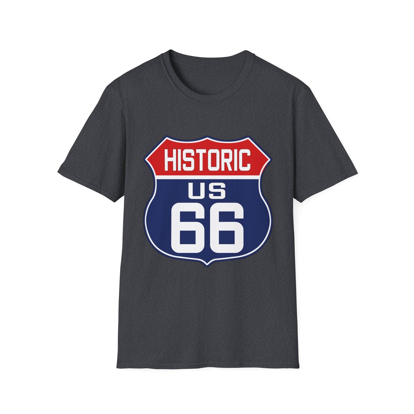 Patriotic Route 66 Tee in Red, White and Blue Unisex Softstyle T-Shirt