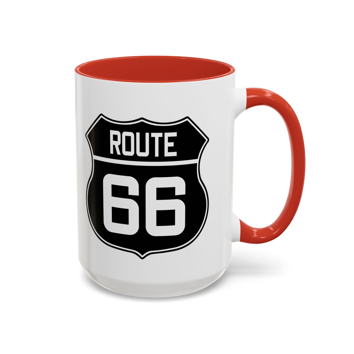 Coffee Mug Black and White Route 66 Highway Shield Design