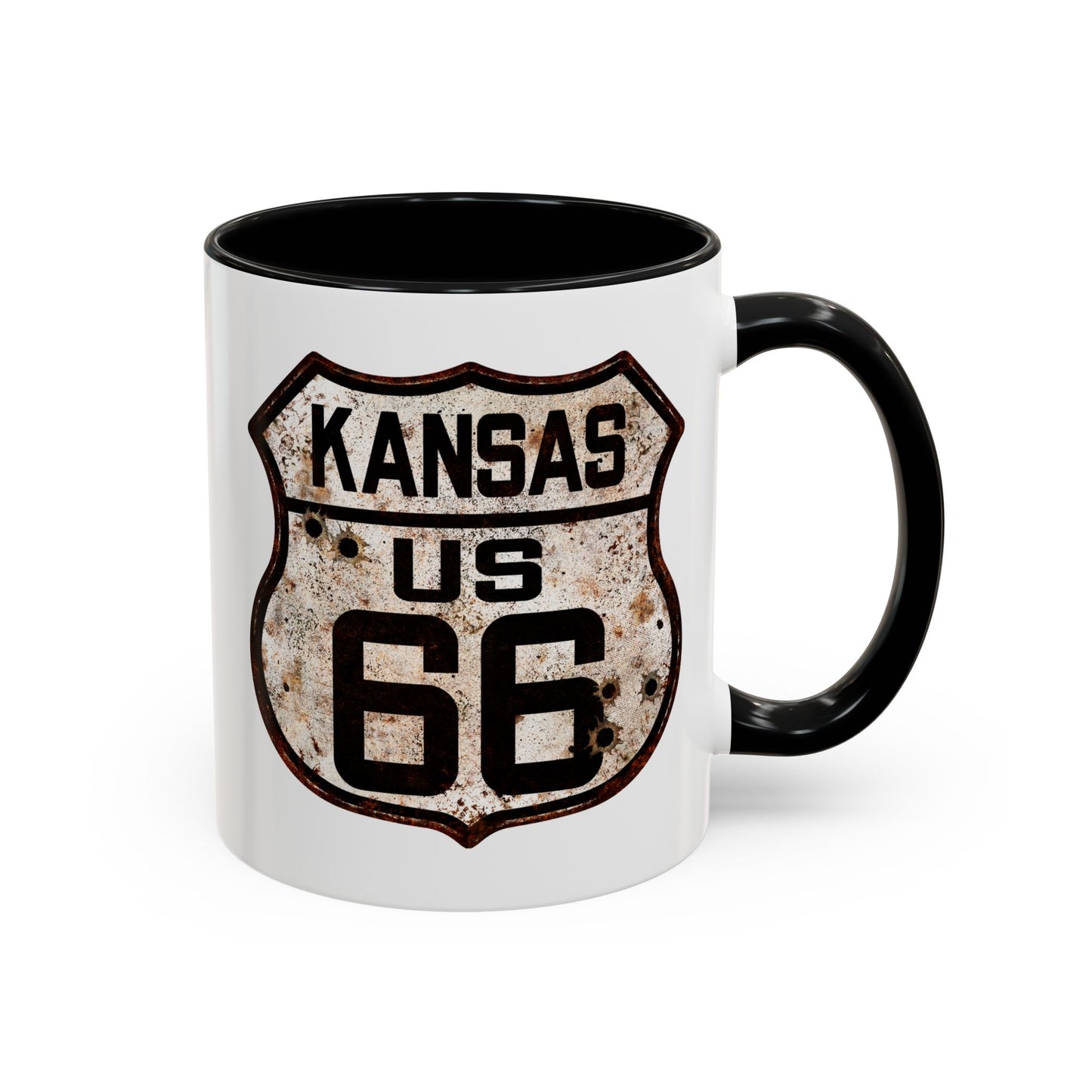 Mug Vintage Rusty Route 66 Highway Shield Kansas Route 66 Gift 11oz, 15oz