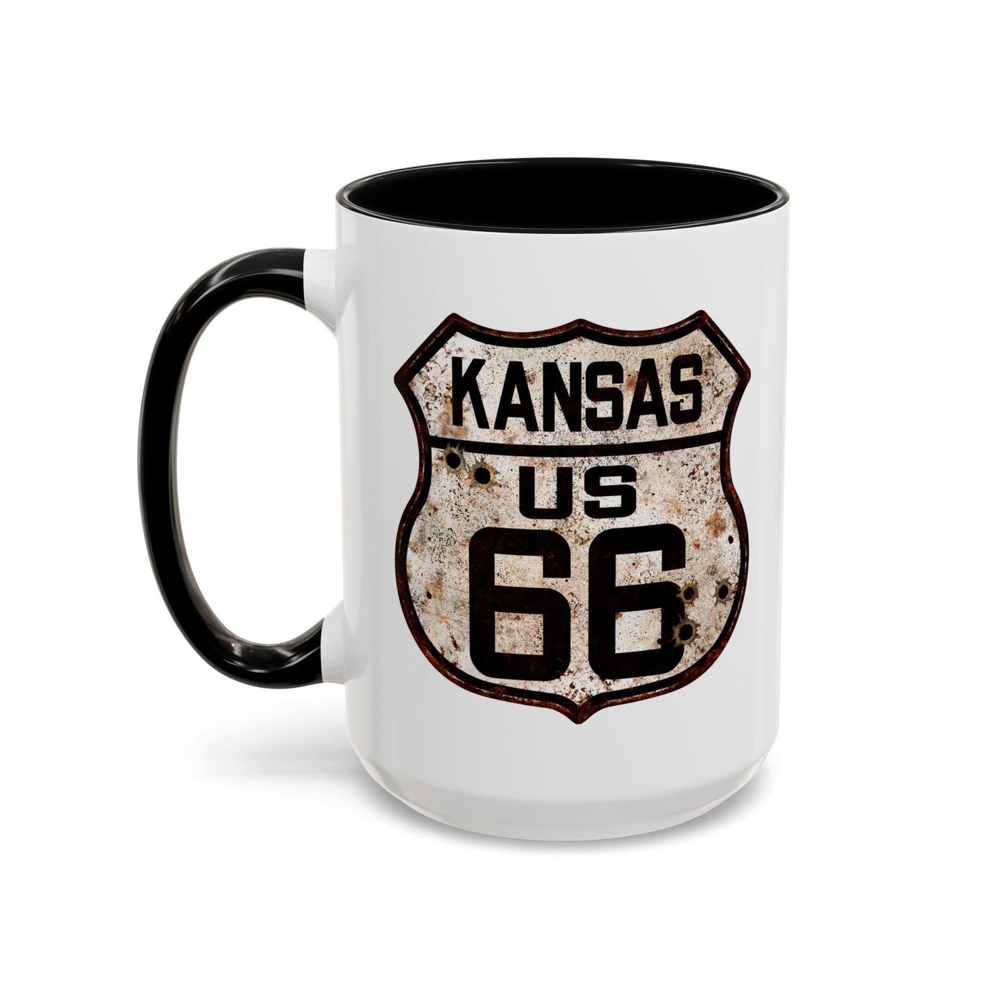 Mug Vintage Rusty Route 66 Highway Shield Kansas Route 66 Gift 11oz, 15oz