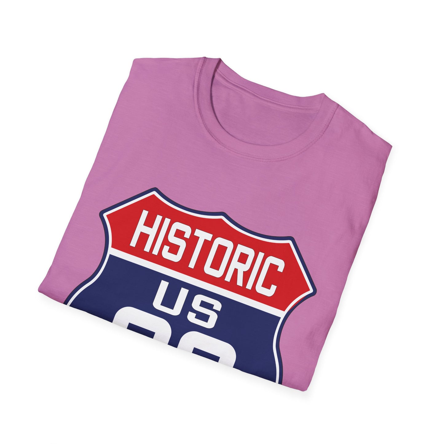 Patriotic Route 66 Tee in Red, White and Blue Unisex Softstyle T-Shirt