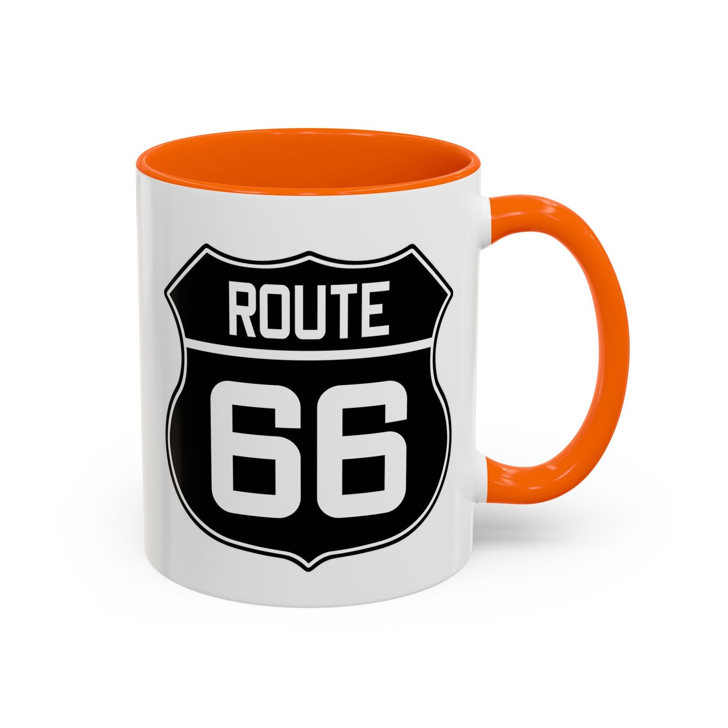 Coffee Mug Black and White Route 66 Highway Shield Design