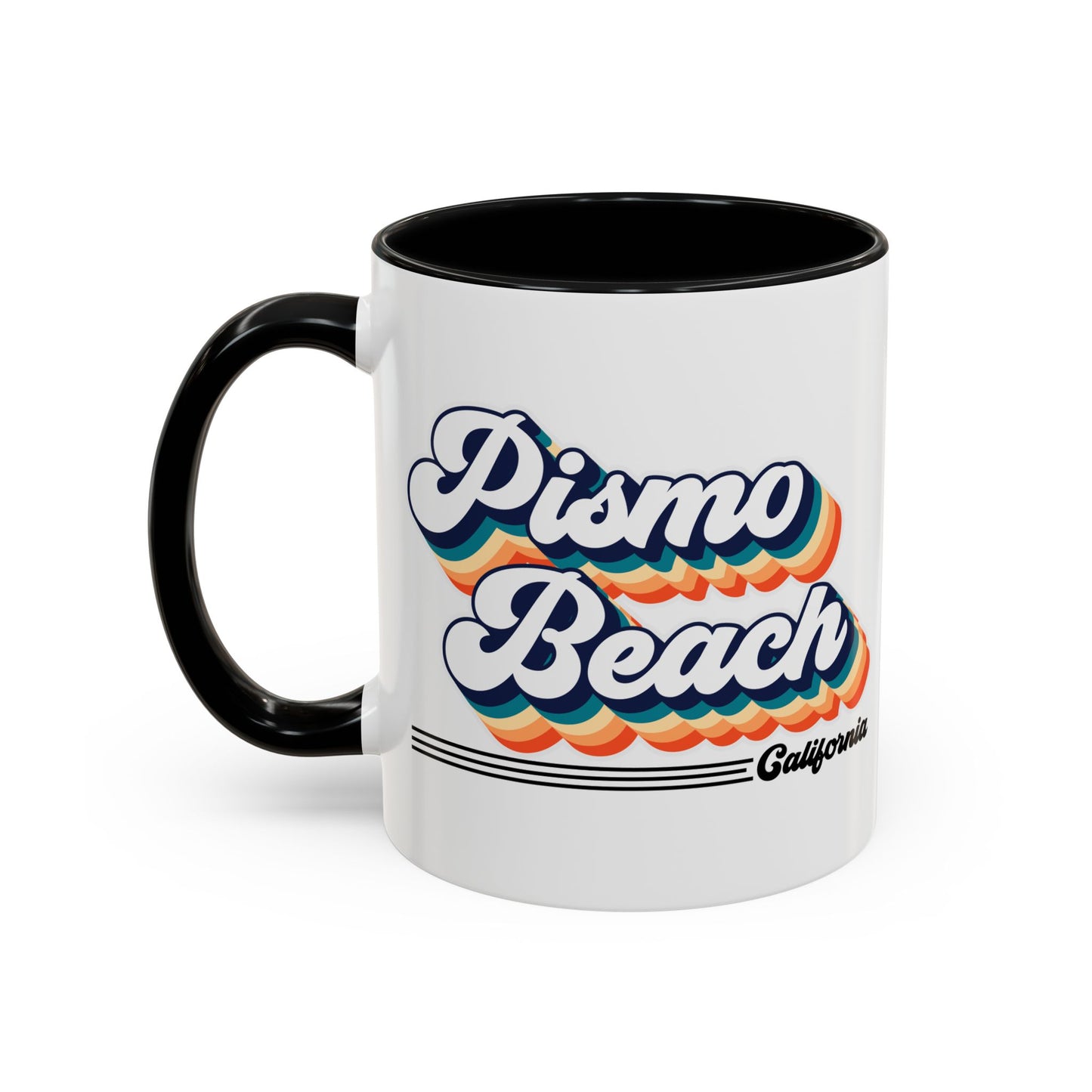 Coffee Mug, Pismo Beach Retro 80s Vibe Big Text, Tea Cup, Hot Chocolate Mug, Unique Gift for Beach Lovers, Birthday Gift for Coffee