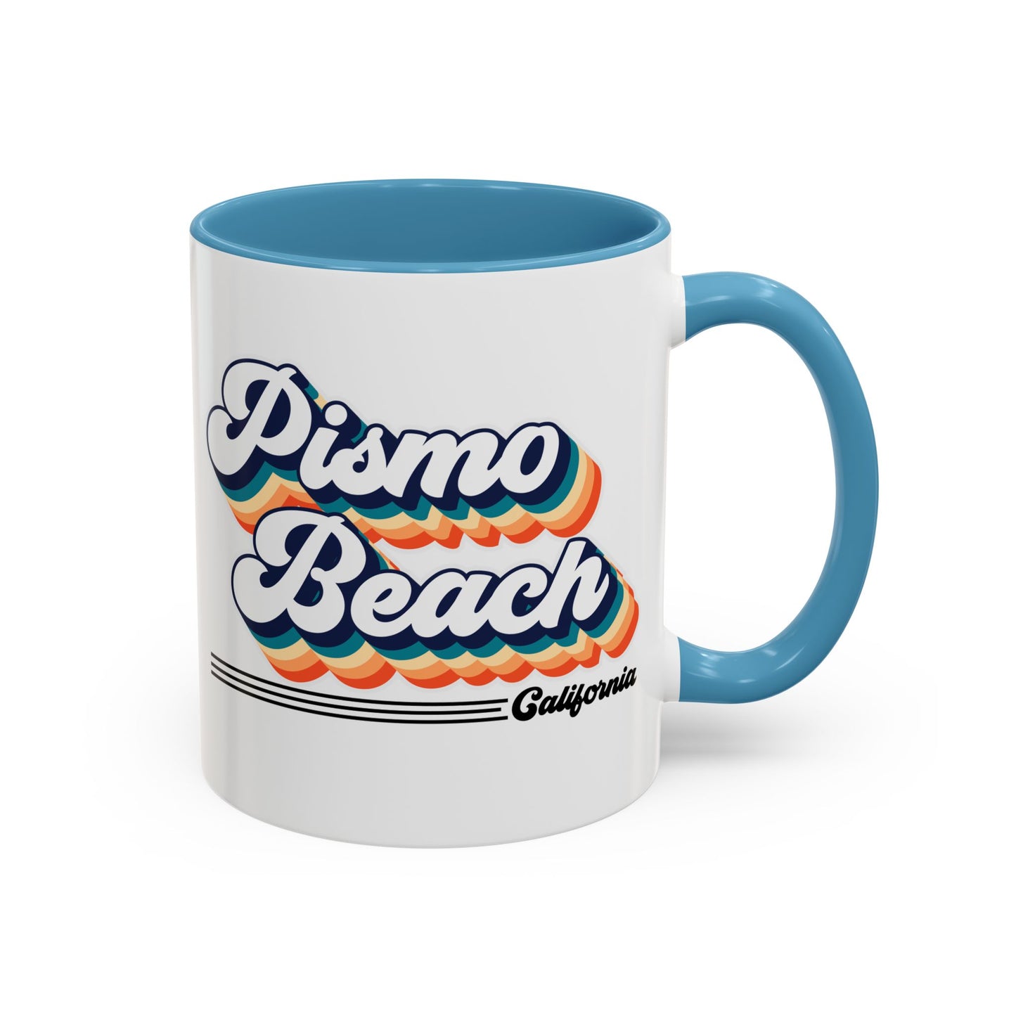 Coffee Mug, Pismo Beach Retro 80s Vibe Big Text, Tea Cup, Hot Chocolate Mug, Unique Gift for Beach Lovers, Birthday Gift for Coffee