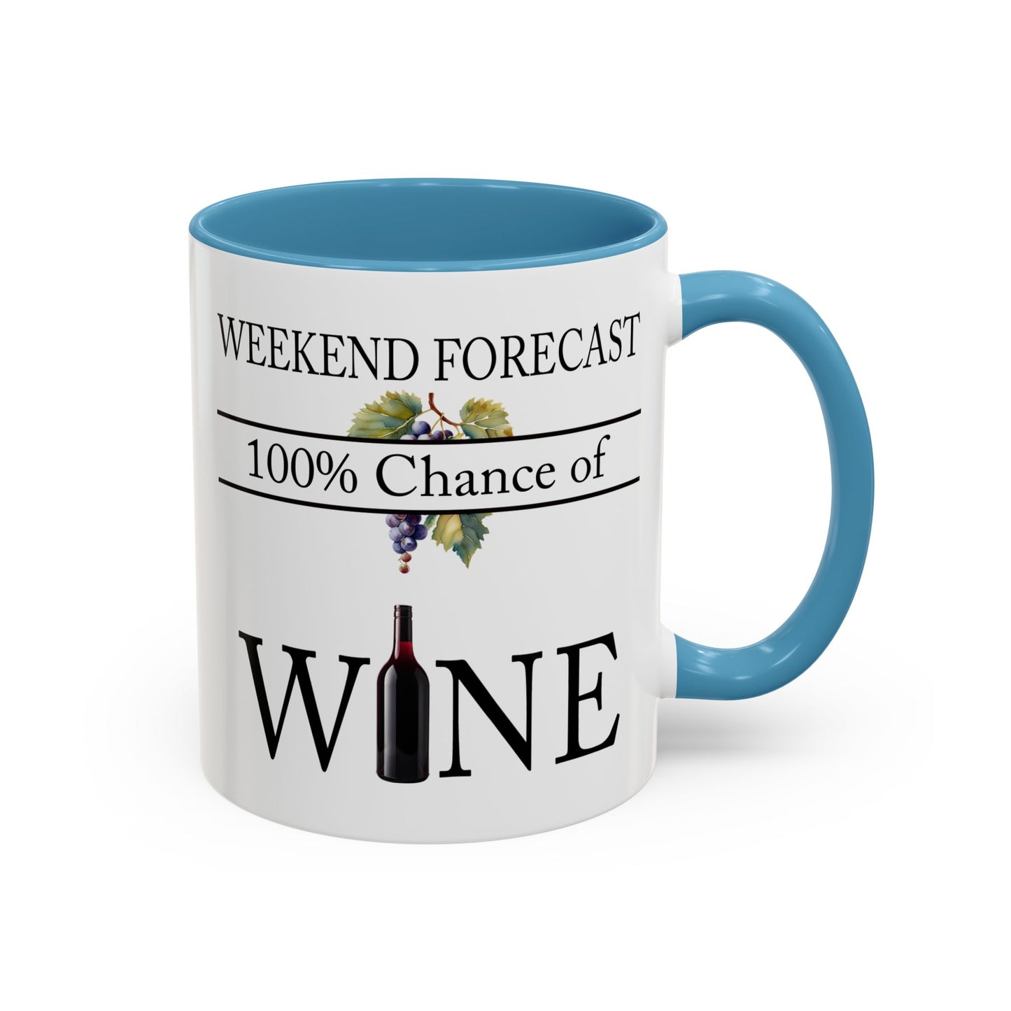 Copy of Funny Wine Lover Mug, 100% Chance of Wine in the Forecast, Gift for Wine Enthusiast Accent Coffee Mug (11, 15oz) A0012