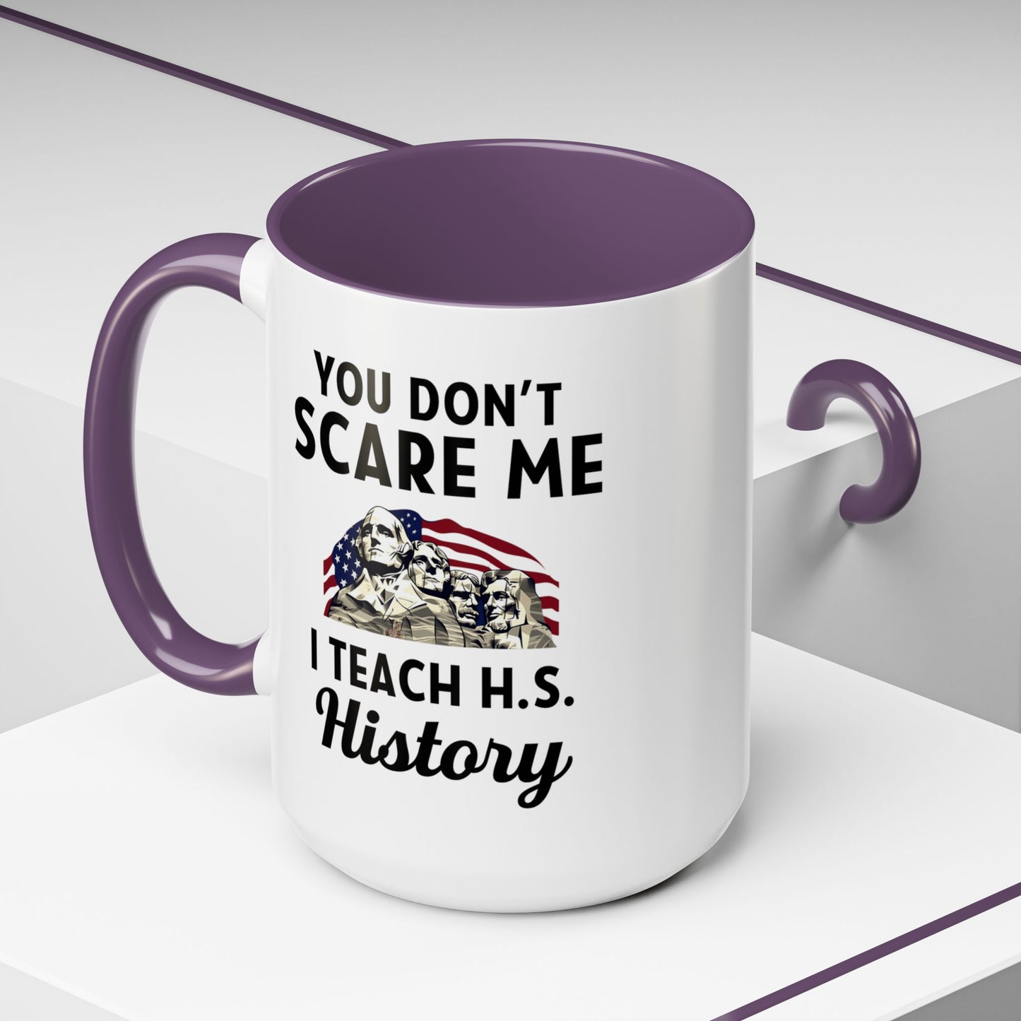 Funny History Teacher Mug Gift - You Don't Scare Me Quote Accent Coffee Mug (11, 15oz)