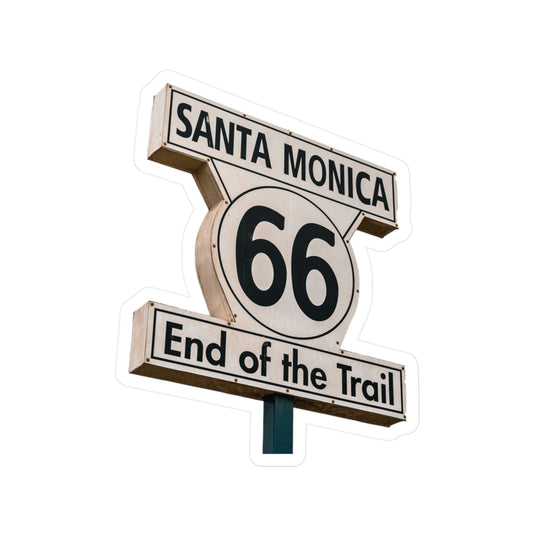 Sticker Santa Monica End of the Trail Route 66 Travel Stickers, Laptop Decal, Vinyl Sticker, Vinyl Decal