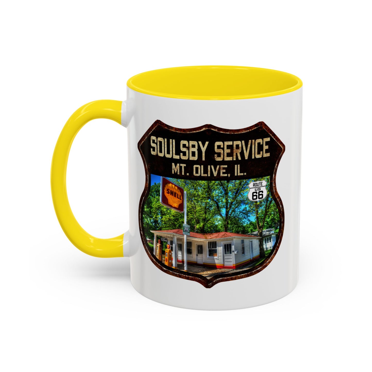 Mug Soulsby Service Station Route 66 Shield Illinois 11oz