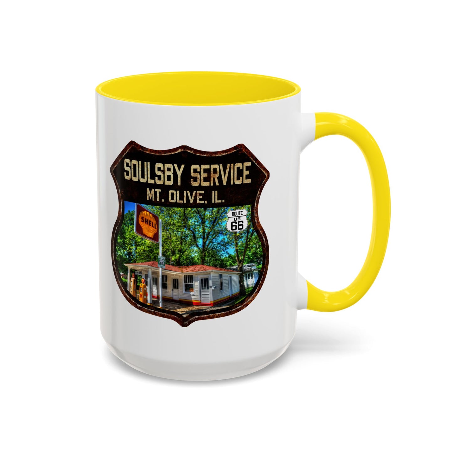 Mug Soulsby Service Station Route 66 Shield Illinois 11oz